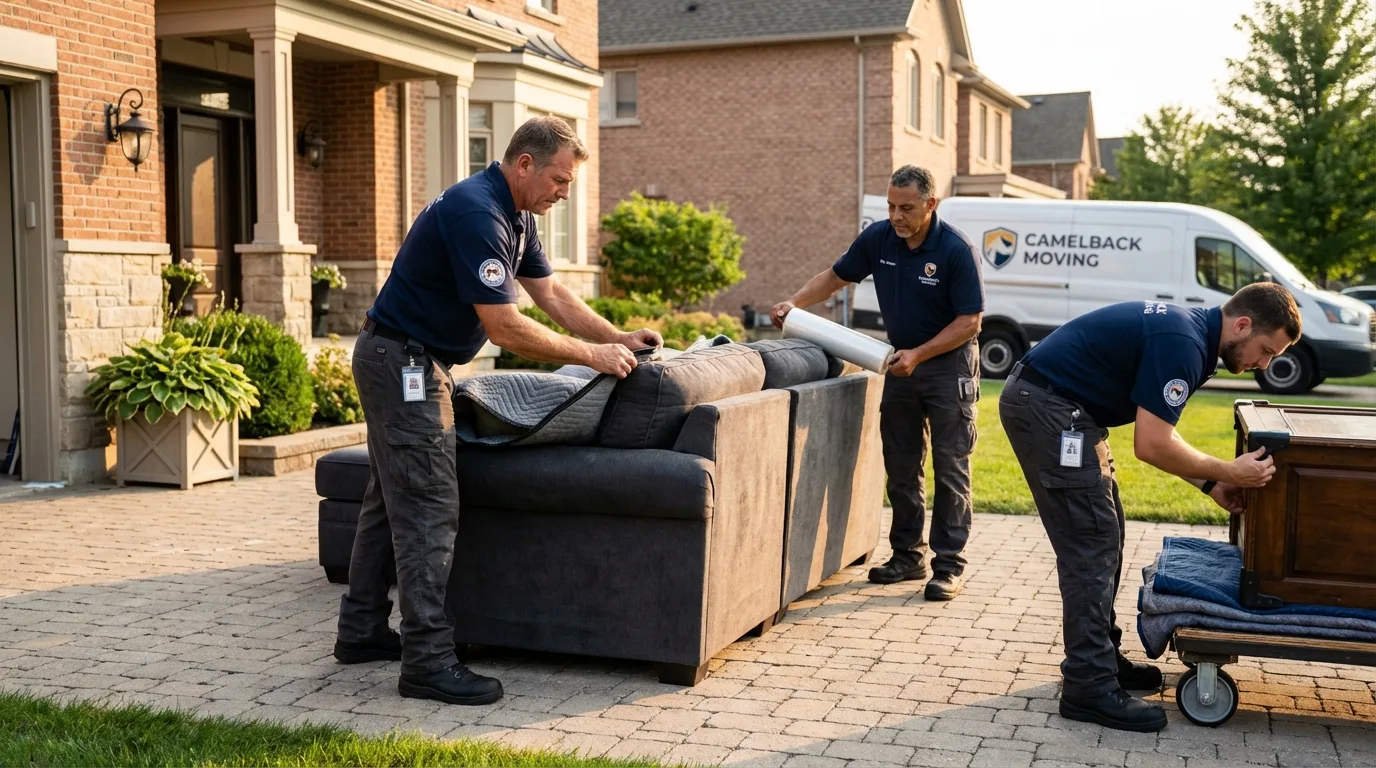 Large estate moving crew wrapping furniture in Pflugerville, TX